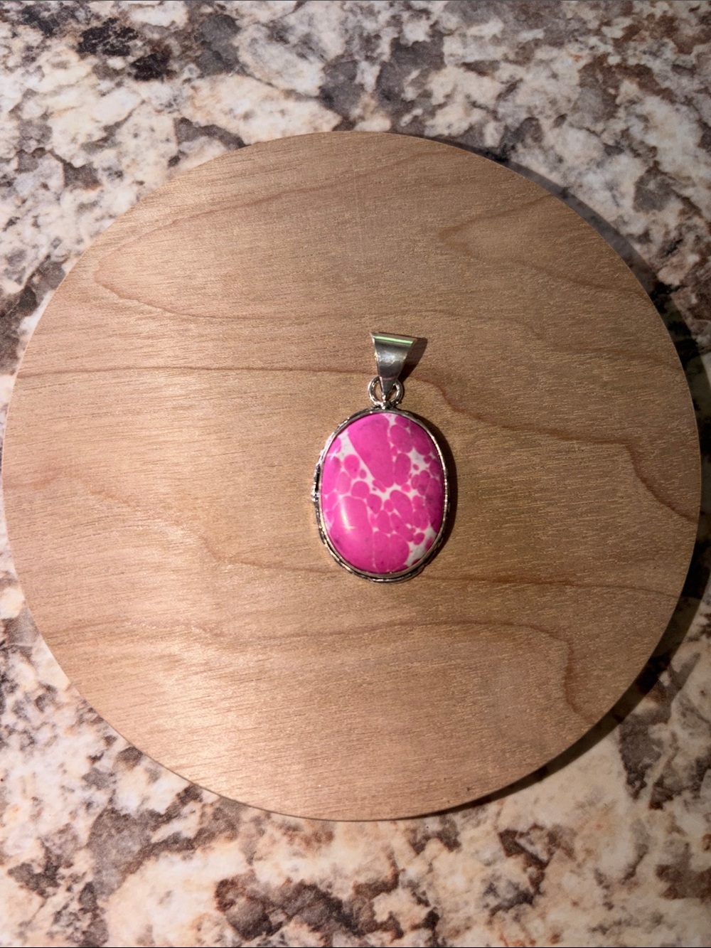 Pink Larimar Stone Oval Pendant Necklace - Unbranded